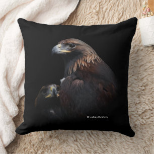 Beautiful Golden Eagles Vignette to Black Cushion