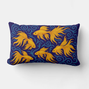 Beautiful golden fish lumbar cushion