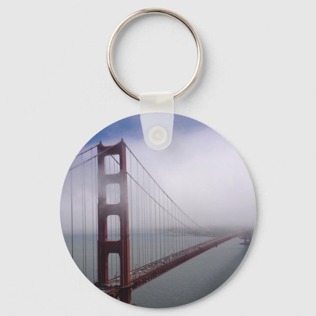 Beautiful Golden Gate Bridge in the fog keychain (Front)