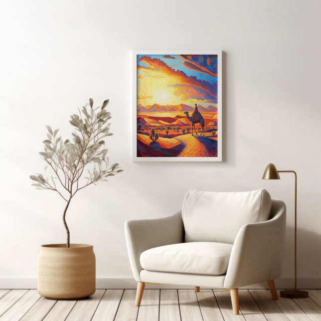 Beautiful Golden Hour Desert Sunset & Camels Poster (Creator Uploaded)