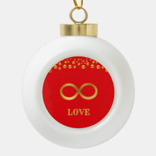 Beautiful Golden Infinity Symbol Ceramic Ball Christmas Ornament