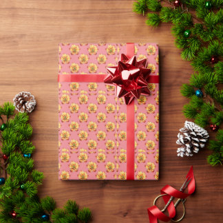 Beautiful golden lily flower wrapping paper