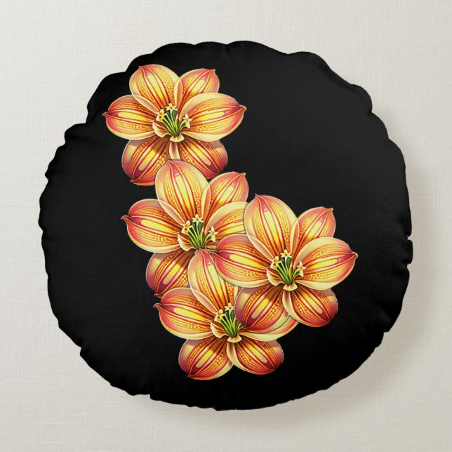 Beautiful Golden Lily Round Cushion (Front)