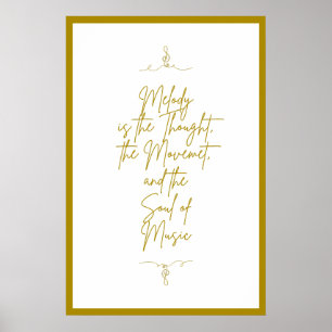 Beautiful Golden Music Quote on White Background Poster