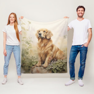 Beautiful Golden Retriever Fleece Blanket