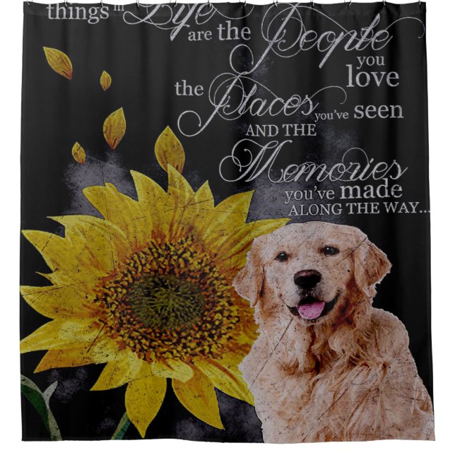 beautiful Golden Retriever flower Shower Curtain (Front)