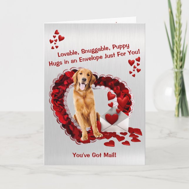 Beautiful Golden Retriever - You've Got Mail! Holiday Card (Front)