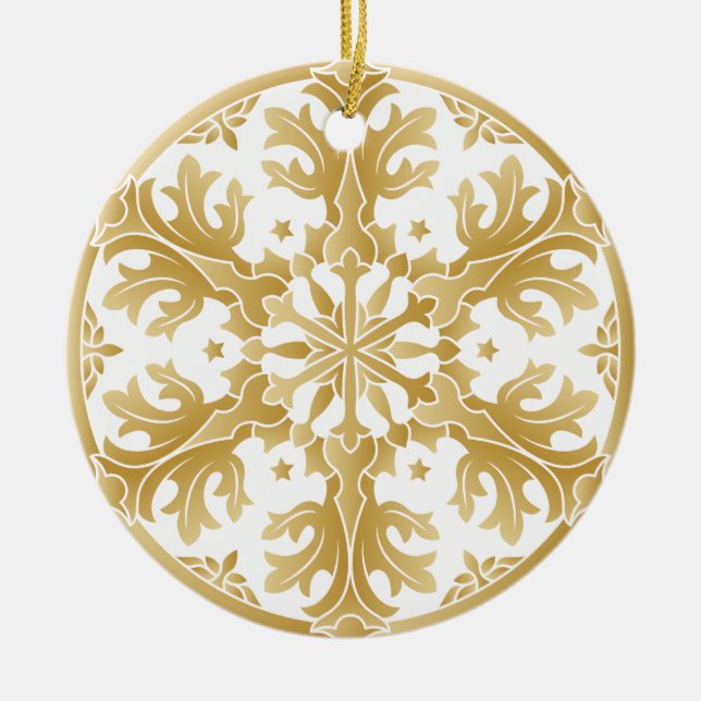 Beautiful Golden Snowflake Circle Ornament (Front)
