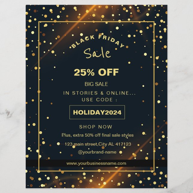 Beautiful Golden Sparkles holiday sale promotion  Flyer (Front)