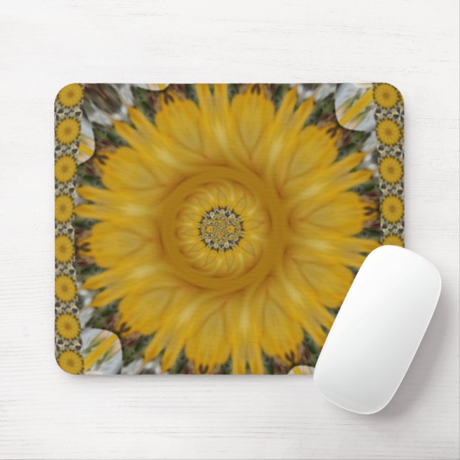 Beautiful Golden Sun Flower Bright Design Mouse Pad (With Mouse)