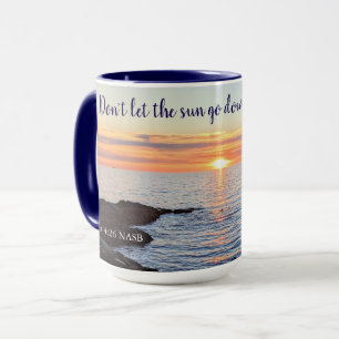 Beautiful Golden Sunset on Ocean Anger Bible Verse Mug