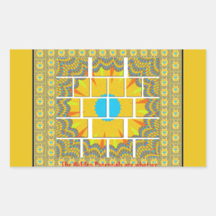 Beautiful golden yellow amazing graphic design rectangular sticker