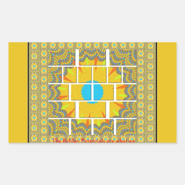 Beautiful golden yellow amazing graphic design   rectangular sticker (Front)
