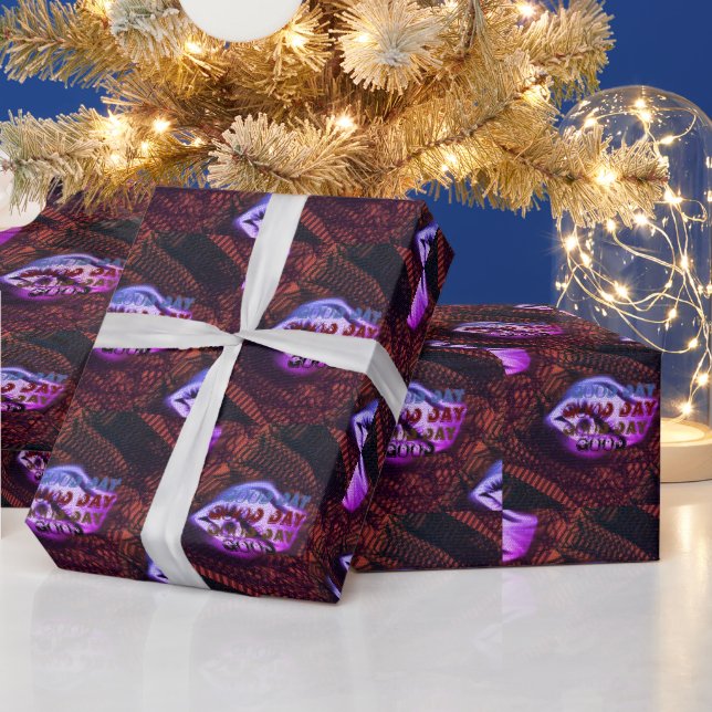 Beautiful GOOD DAY BLACBK PURPLE BROWN EYE MANDALA Wrapping Paper (Holidays)
