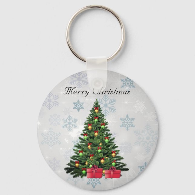 Beautiful, Gorgeous, Sparkly, Pine Tree Key Ring (Front)
