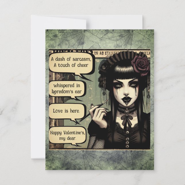 Beautiful Goth Girl Valentine's Day Card (Front)
