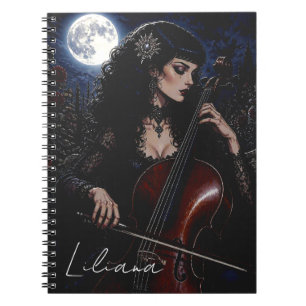 Beautiful Gothic Beauty Playing Cello Personalised Notebook