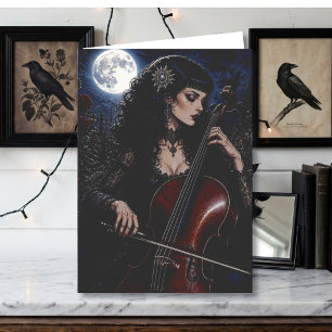 Beautiful Gothic Beauty Playing the Cello  Card