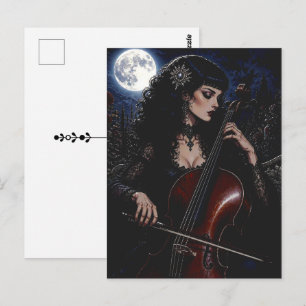 Beautiful Gothic Beauty Playing the Cello  Postcard