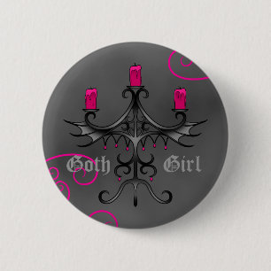 Beautiful Gothic candelabra on grey grunge 6 Cm Round Badge