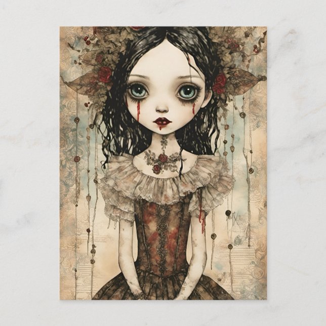 Beautiful Gothic Doll Postcard (Front)