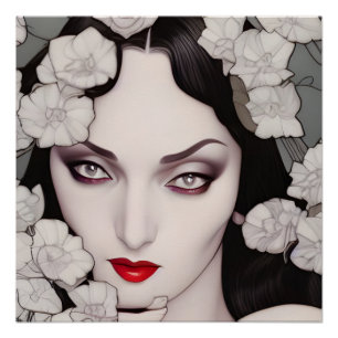 Beautiful Gothic Woman AI Generated Art Poster