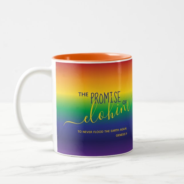 Beautiful Gradient Rainbow Bible Quote Two-Tone Coffee Mug (Left)