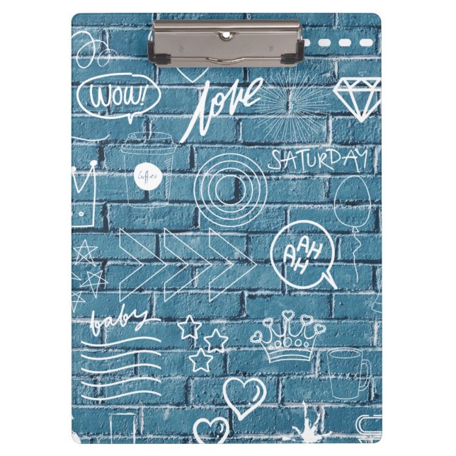 Beautiful Graffiti Art on Wall Green Calligraphy Clipboard (Front)