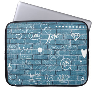 Beautiful Graffiti on Wall Green Calligraphy Laptop Sleeve