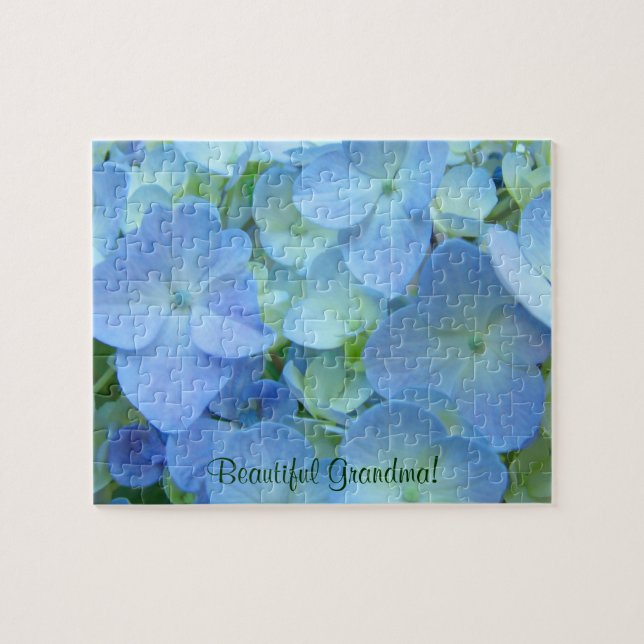 Beautiful Grandma! puzzles Blue Hydrangea Flowers (Horizontal)