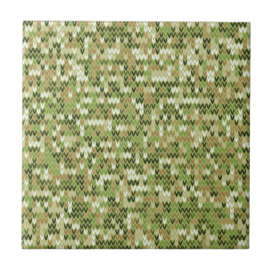 Beautiful granny knit pattern in green olive colou ceramic tile