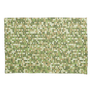 Beautiful granny knit pattern in green olive colou pillowcase