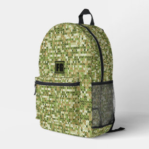 Beautiful granny knit pattern in green olive colou printed backpack