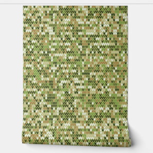 Beautiful granny knit pattern in green olive colou wallpaper