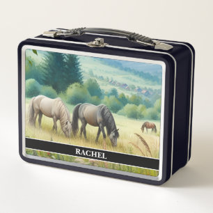 Beautiful Grazing Horses Metal Lunch Box