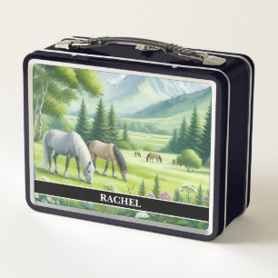 Beautiful Grazing Horses Metal Lunch Box