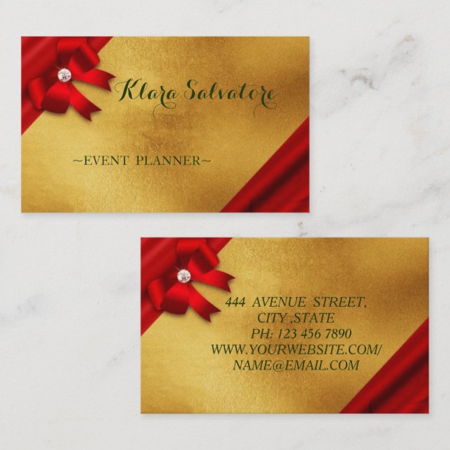 Beautiful Great Amazing Gold With Red Greasy Business Card (Front/Back)