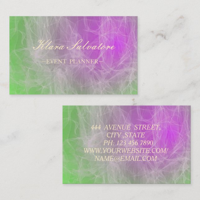 Beautiful Great Amazing Green And Purple Business Card (Front/Back)