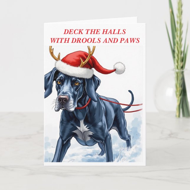 Beautiful Great Dane Christmas  Card (Front)