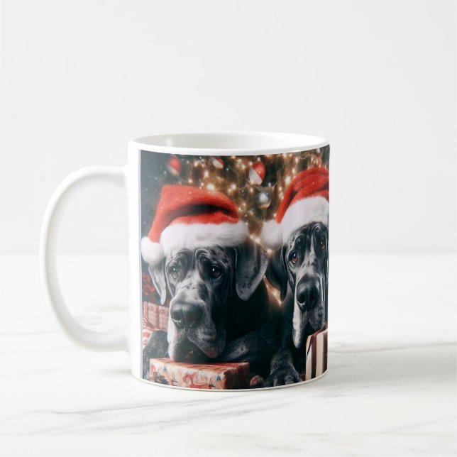Beautiful Great Dane Dogs Christmas Art Coffee Mug (Left)