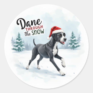 Beautiful Great Dane greeting card Classic Round Sticker
