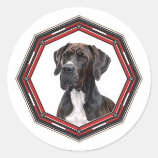 Beautiful Great Dane In A Frame Classic Round Sticker