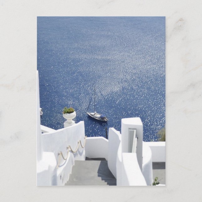 Beautiful Greece Santorini Blue Sea White House Postcard (Front)
