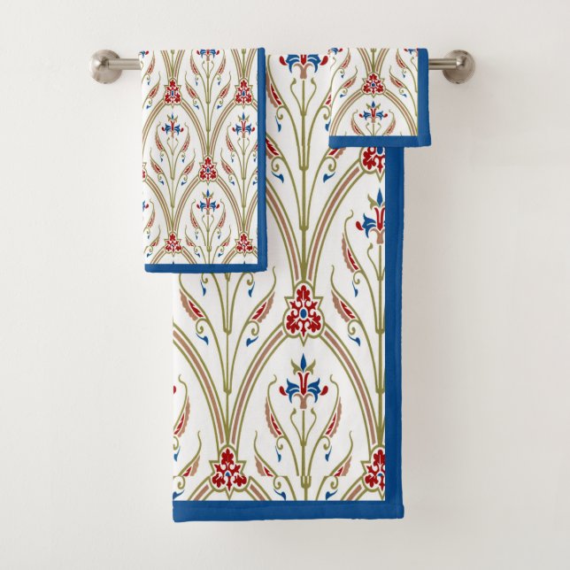 Beautiful Greek Arch Floral Pattern  Bath Towel Set (Insitu)