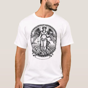 Beautiful Greek winged Angel with sword and skul T-Shirt