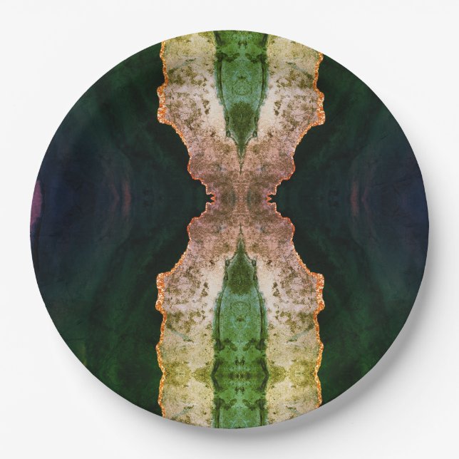 Beautiful green aesthetic agathe geode inspired paper plate (Front)