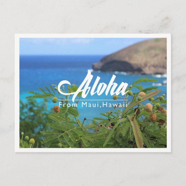 Beautiful green and blue from Maui Hawaii postcard (Front)
