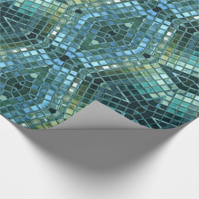 Beautiful Green and Blue Glass Mosaic Wrapping Paper (Corner)