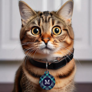 Beautiful Green and Blue Plaid Pattern Pet Tag