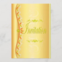Beautiful green and orange in gold Invitation